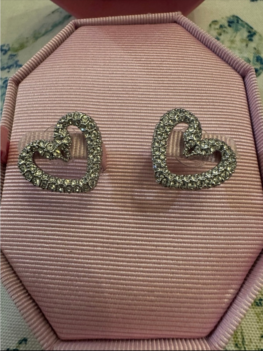 Swarovski Open-Heart Crystal Stud Earrings - Clear Silver